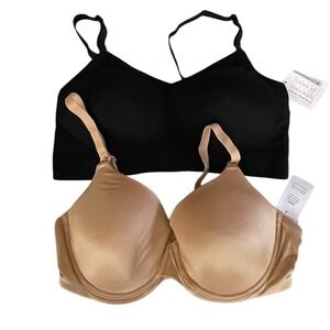 Auden Nursing Bra Set 2pk 40D XL Beige Underwire Black Seamless Wirefree NWT